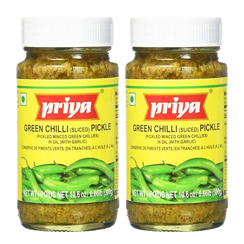 Priya Green Chilli Pickle (Bundle of 2 x 300g)