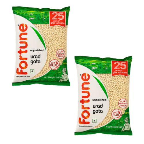 Fortune Urad Dal Whole / Urid Gota - Without Skin (Bundle of 2 x 500g) - 1kg