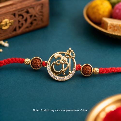 Premium Om Crescent Rudraksha Rakhi (1pc)