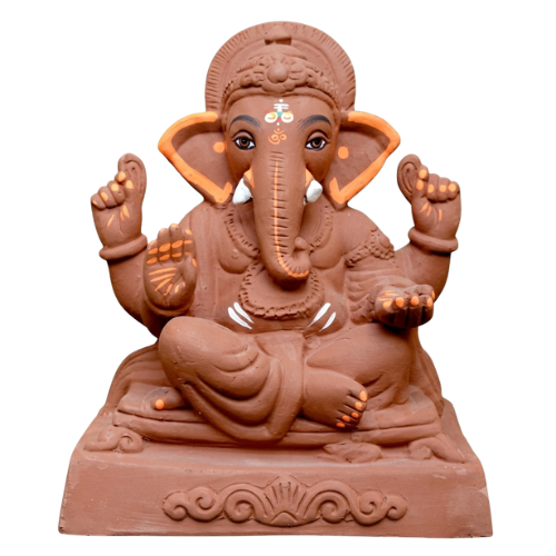 Ganesha Idol Eco-Friendly Red Soil Clay 10 inch - RS117 (1pc)