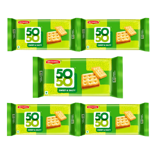 Britannia Fifty Fifty Sweet & Salty (Bundle of 5 x 62g)