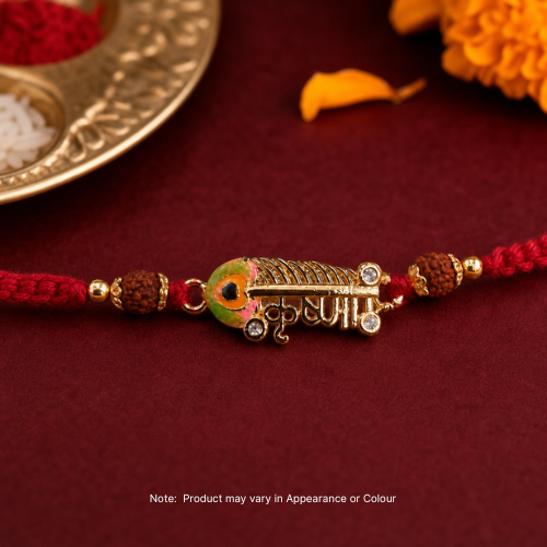 Krishna Flute Rudraksha Rakhi (1pc)