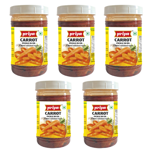 Priya Carrot Pickle Without Garlic - PET JAR (Bundle of 5 x 300g)