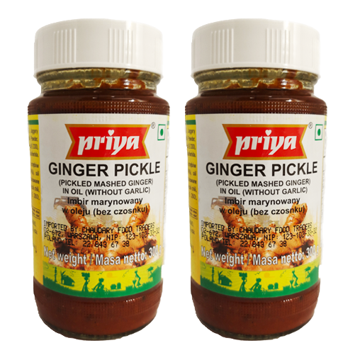 Priya Ginger Pickle without Garlic (Bundle of 2 x 300g)