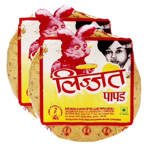 Lijjat Papad / Papadum - Urid Plain (Bundle of 2 x 200g)
