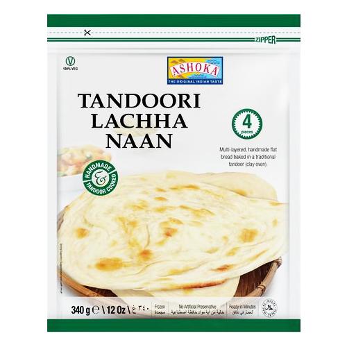 Ashoka Tandoori Lacha Naan (340g) - Frozen Item !!