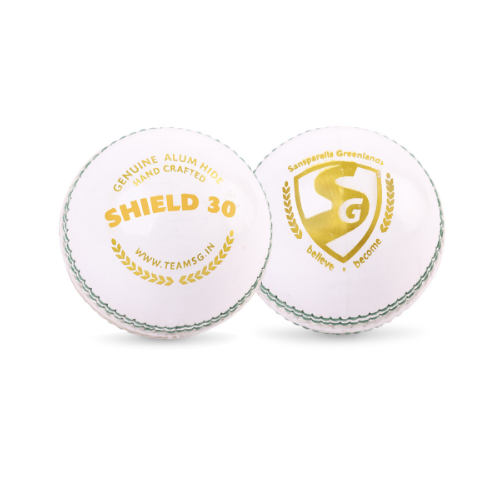 SG Shield 30 White Cricket Leather Ball (1pc)