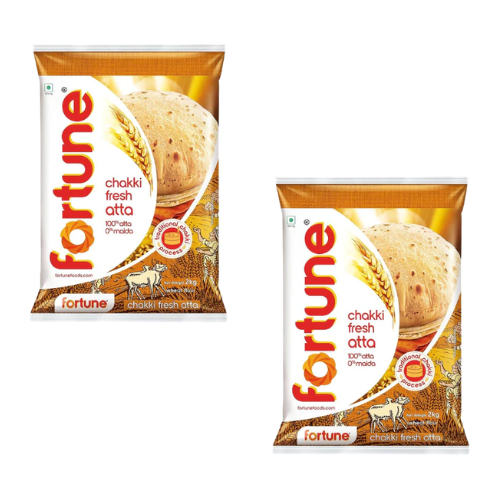 Fortune Chakki Atta / Whole Wheat Flour- Export Pack !! (Bundle of 2 x 2kg)