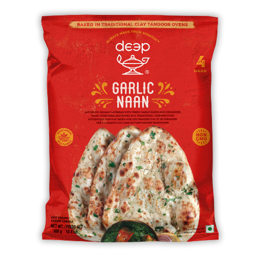 Deep Garlic Naan (Vegan) (340g) - Frozen Item !!
