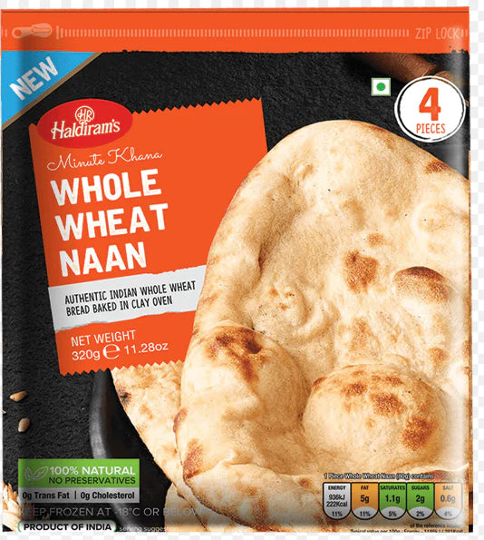 Haldiram Whole Wheat Naan (320g) - Frozen Item !!!
