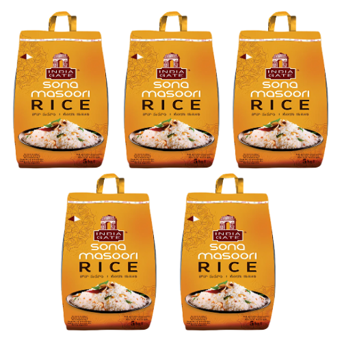 India Gate Sona Masoori Rice (Bundle of 5 x 5kg) - 25kg