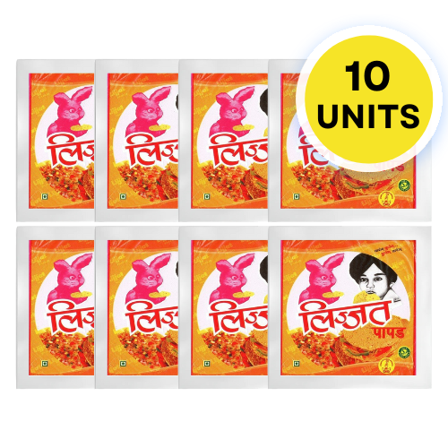 Lijjat Papad / Papadum - Punjabi Masala (Bundle of 10 x 200g)