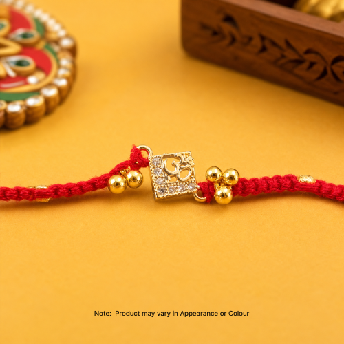 Diamond Om Rakhi with Golden Ghungroo (1pc)