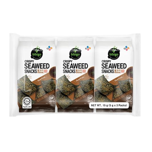 BIBIGO Crispy BBQ Seaweed Snacks (Pack of 3) (15g)