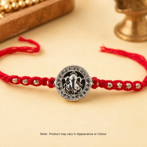 Silver Ganesha Coin Rakhi (1pc)